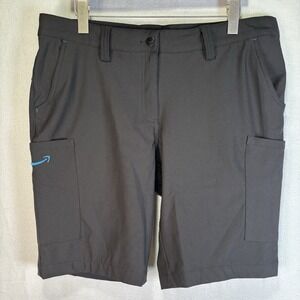 Luly Yang Cargo Shorts Womens Size L 12/14 Black Blue Logo Uniform